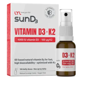 Maisto papildas LYL Purškiamas D3 + K2 vitaminas 4000 IU 15ml