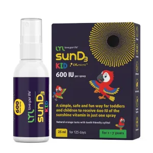 Maisto papildas vaikams LYL sun D3 Kid 600 IU 25ml (purškiamas skystis)