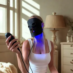 Lunni 7 colors LED and Near-Infrared Light Silicone LED Facial Mask Black