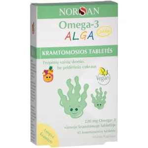 Maisto papildas NORSAN Omega-3 ALGA Jelly tropinių vaisių skonio guminukai N45