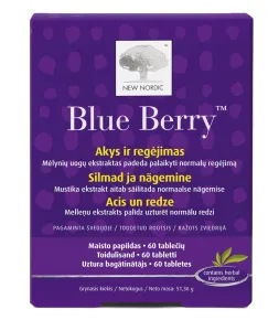 Maisto papildas NEW NORDIC Blue Berry tabletės N60
