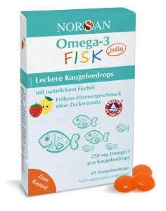 Maisto papildas NORSAN Omega-3 FISK Jelly braškių citrinų skonio guminukai N45