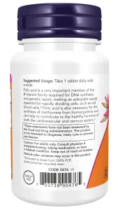 NOW Folic Acid 800mcg 250 tab.