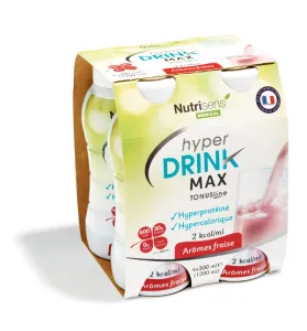 Maistinis gėrimas HYPERDRINK be laktozės, be glitimo 600kcal (braškių sk.) 4x300ml