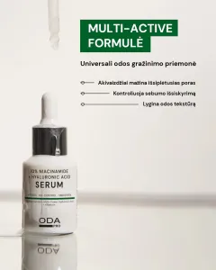 ODA PRO 10 % niacinamido ir hialurono rūgšties serumas 30ml
