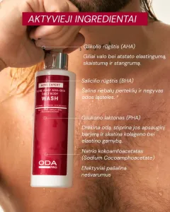 ODA PRO AHA-BHA kasdienis kūno prausiklis spuogų kontrolei 200ml
