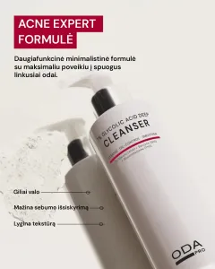ODA PRO giliai valantis prausiklis su 7% glikolio rūgštimi 200ml
