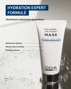 ODA PRO intensyviai drėkinanti kolageno kaukė su hialurono rūgštimi 50ml