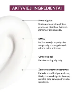 ODA PRO šviesinamasis ir stangrinamasis kremas su DMAE ir pieno rūgštimi 50ml