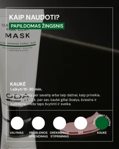 ODA PRO valanti ir skaistinanti rožinio molio kaukė 50ml