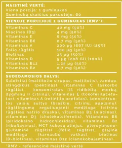 Maisto papildas OSSU guminukai vaikams Multivitaminai N60