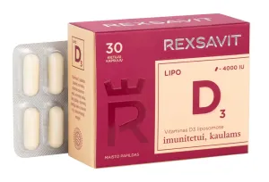Maisto papildas REXSAVIT liposominis vitaminas D3 LIPO D 4000UI N30 kaps.