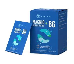 SAPIENS maisto papildas Magnio bisglicinatas + B6 20 paketėlių