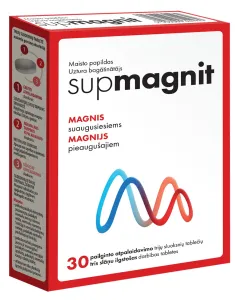 Maisto papildas SUPMAGNIT pailginto atpalaidavimo trijų sluoksnių tabletės N30
