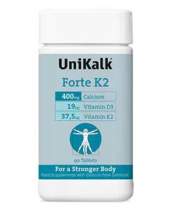 Maisto papildas UniKalk Calcium Forte K2 tabletės N90