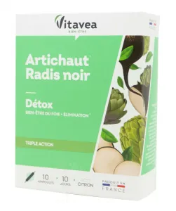 Maisto papildas VITAVEA Artišokų ekstrakto, ridikų ir citrinų sulčių ampulės detoksikacijai 10 amp.