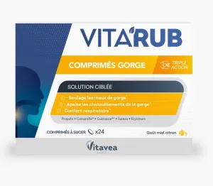 Maisto papildas VITAVEA VITA’RUB čiulpiamosios tabletės gerklei N24