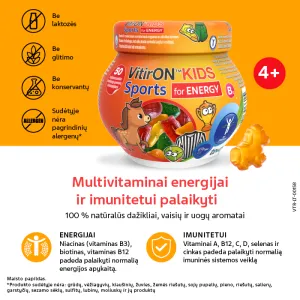 Maisto papildas VITIRON KIDS Sports energijai kramtomieji guminukai N50