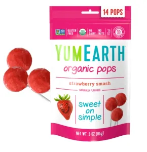 YUMEARTH ekologiški braškių skonio ledinukai ant pagaliuko BIO 85g 14 vnt.