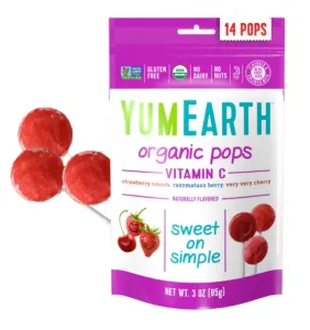 YUMEARTH ekologiški ledinukai ant pagaliuko su vitaminu C BIO (3 rūšys) 85g 14 vnt.