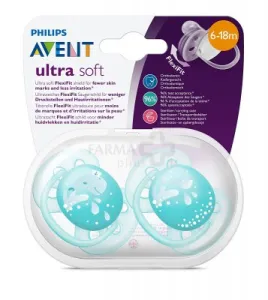 Čiulptukai silikoniniai AVENT 6-18mėn "Švelnus dekoruotas B" N2 (SCF226/22)