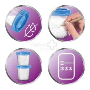 VIA indeliai su dangteliais motinos pienui laikyti AVENT 180ml N10 (SCF618/10)