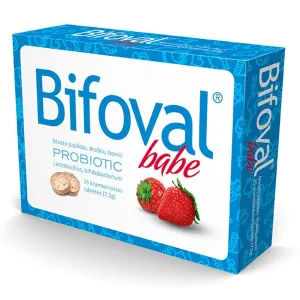 Braškių skonio kramtomos tab. BIFOVAL BABE N25