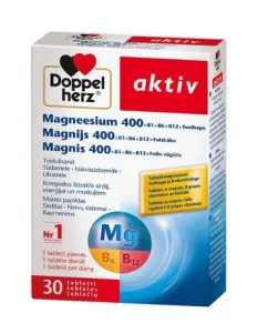 Maisto papildas DOPPELHERZ aktiv Magnis 400+B1+B6+B12+Folio rūgštis N30