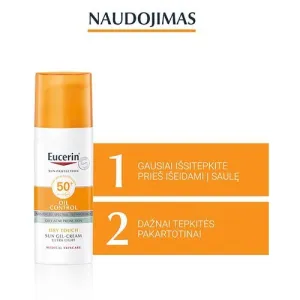 EUCERIN Sun kreminis gelis nuo saulės veidui DRY TOUCH SPF50+ 50ml