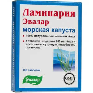 Maisto papildas skydliaukei LAMINARIJA (jūros kopūstai) 200mg N100 (Evalar)