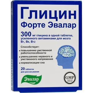 Maisto papildas GLICIN FORTE 300mg su vitaminais B1, B6 ir B12 N20 (Evalar)