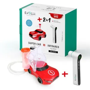 EVOLU rinkinys inhaliatorius SUPER CAR + termometras nfraraudonųjų spindulių Non Contact