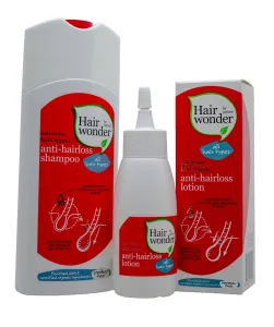 HAIRWONDER Anti-hairloss losjonas + šampūnas slenkantiems plaukams