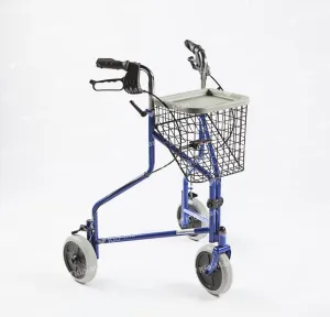 Lauko vaikštynė su 3 ratukais, padėklu ir metaliniu krepšiu