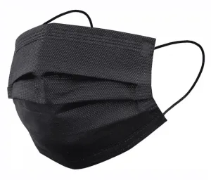 Medicininės 3-jų sluoksnių vienkartinės veido kaukės dėžutėje, juodos spalvos (50 vnt)