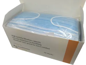 Medicininės 3-jų sluoksnių vienkartinės veido kaukės dėžutėje (50 vnt)