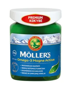 Maisto papildas MOLLER'S OMEGA-3 Magne Active kapsulės N90