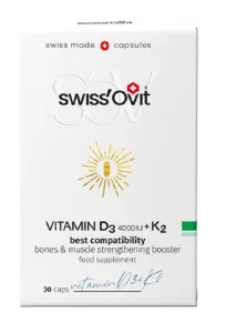 Maisto papildas SWISSOVIT Vitaminas D3 4000IU + K2 kapsulės N30