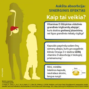 Maisto papildas VITIRON D3 + Omega3 Strong 4000TV kapsulės N60