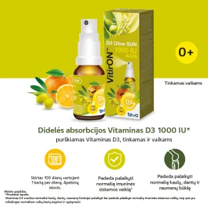 Maisto papildas VITIRON D3 Olive Sun 1000IU purškalas 10ml