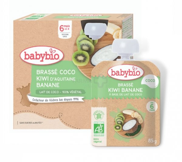 BABYBIO ekologiška kokosų pieno, kivi ir bananų tyrelė (nuo 6 mėn.) 4x85g