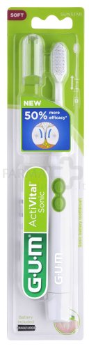 GUM vibruojantis dantų šepetėlis ActiVital Sonic (su baterija), baltas